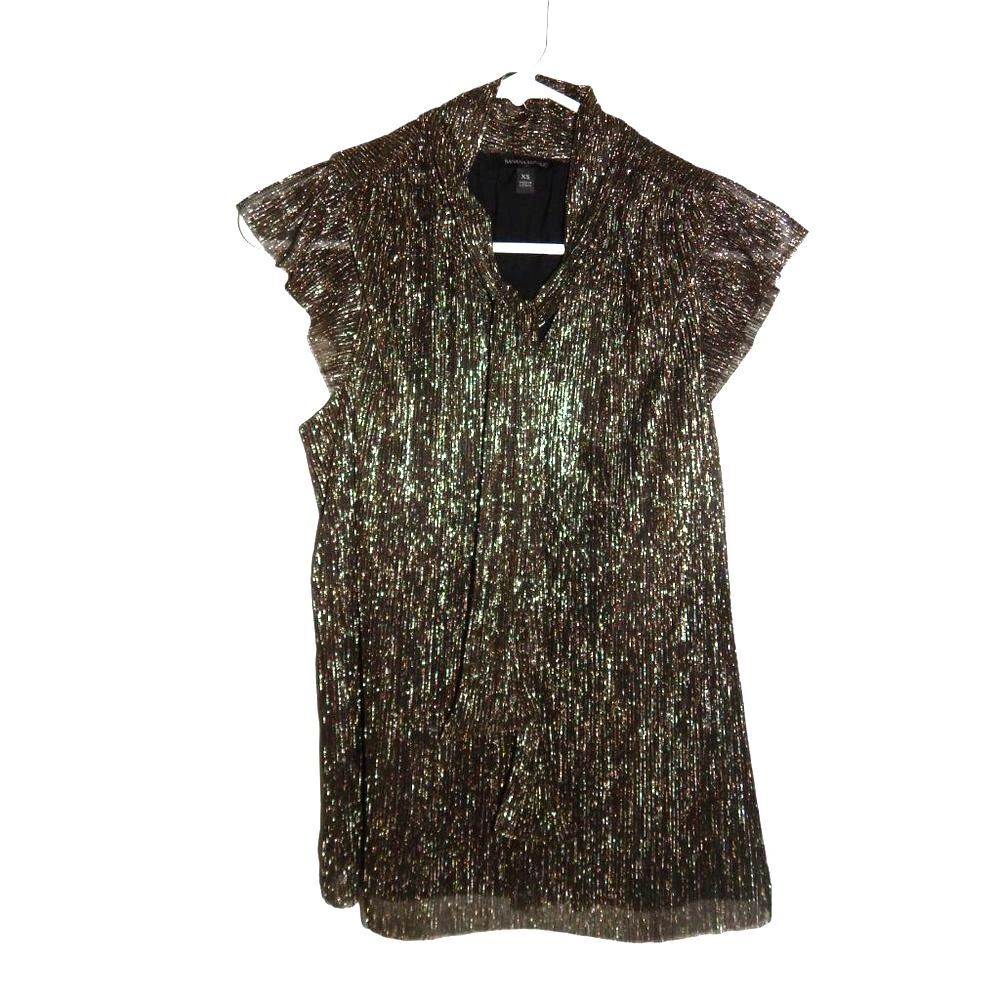 Banana Republic Factory Women’s XS Gold Black Metallic Foil Blouse